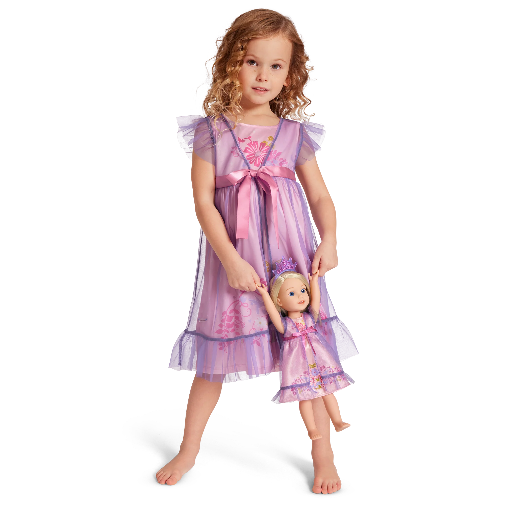 Royal Ruffles Nightie and Robe for Little Girls & WellieWishers™ Dolls