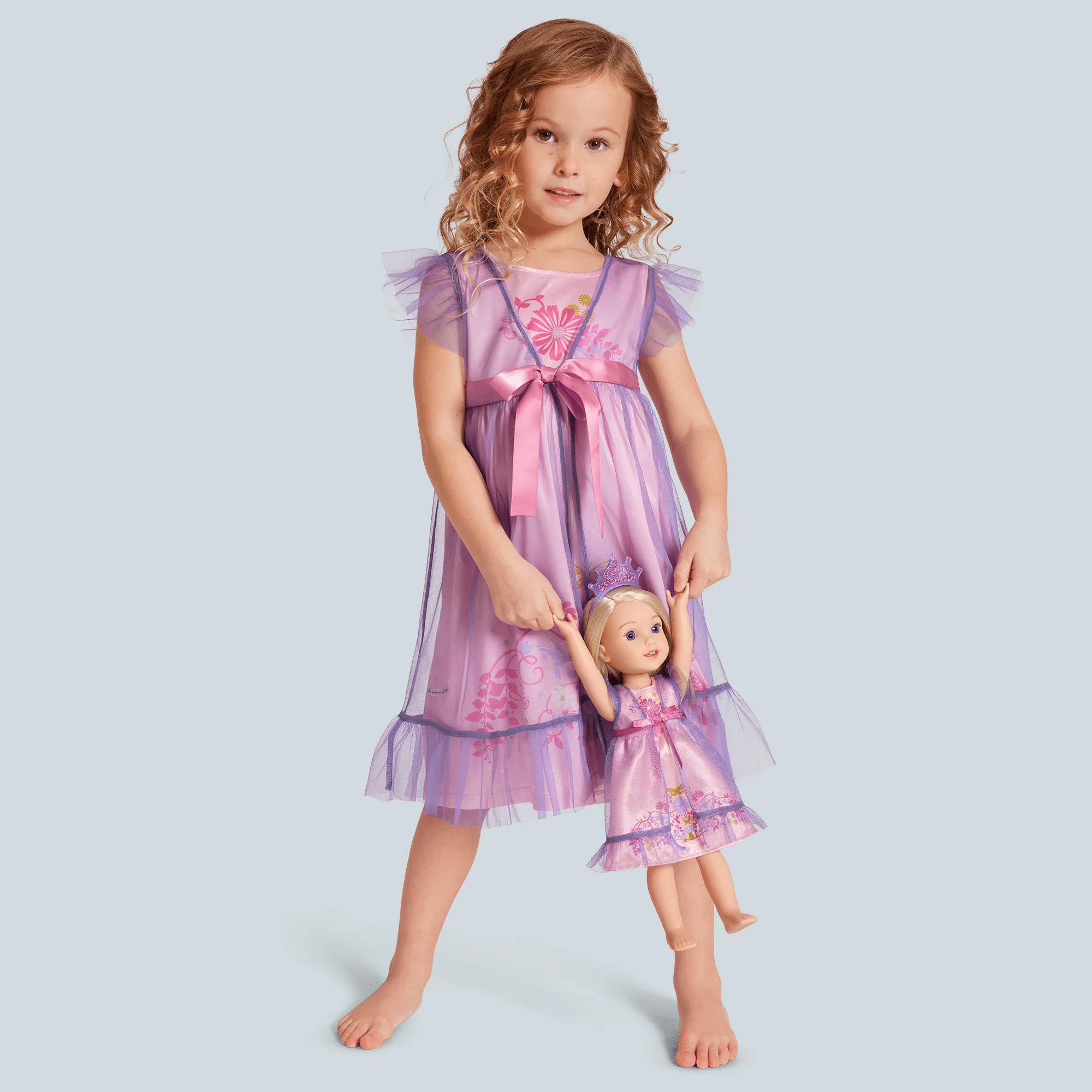 Royal Ruffles Nightie and Robe for Little Girls & WellieWishers™ Dolls