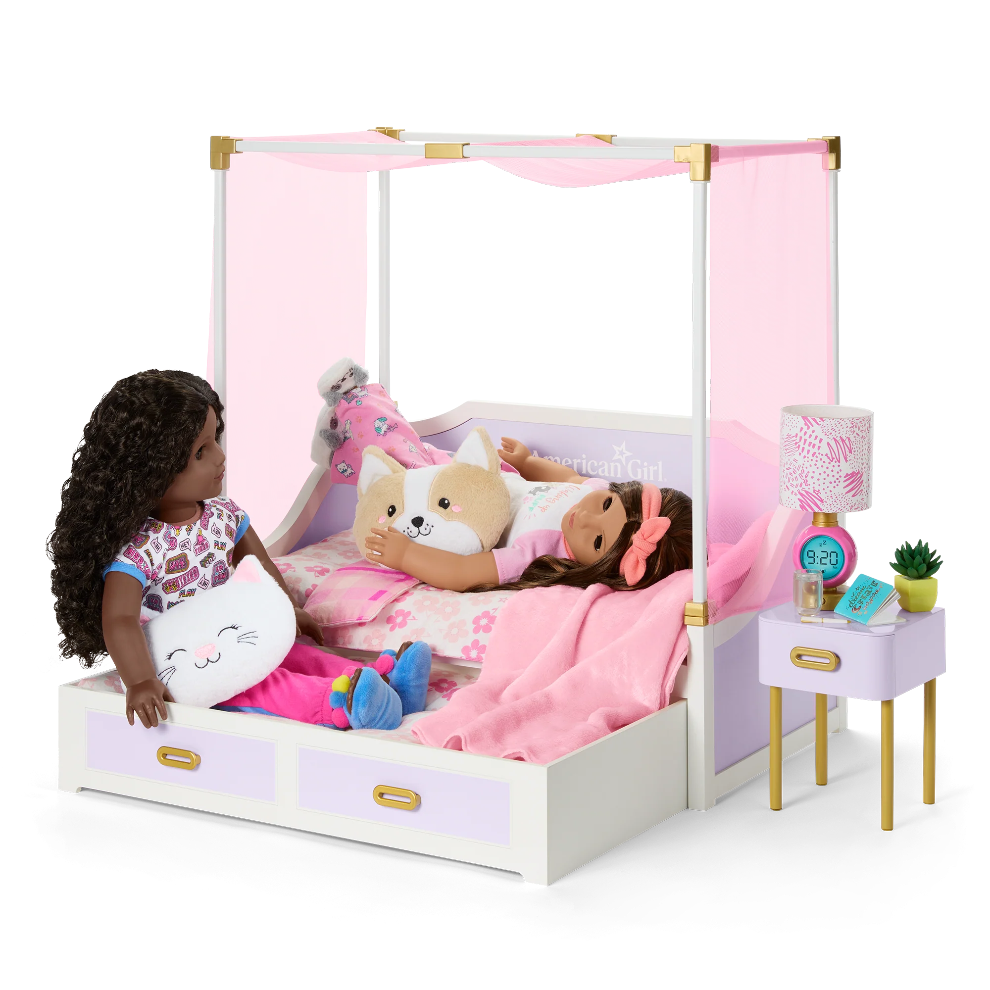 All Set for Sleepovers Canopy Bed & Nightstand for 18-inch Dolls 8 All Set for Sleepovers Canopy Bed & Nightstand for 18-inch Dolls
