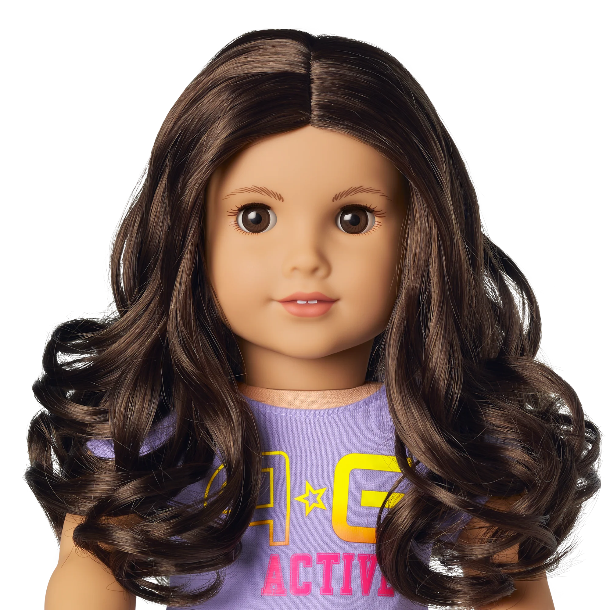 Truly Me™ 18-inch Doll #121 with curly dark-brown hair