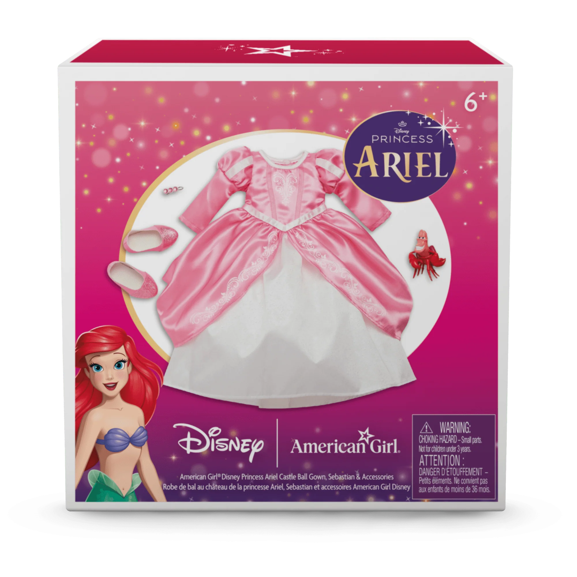 American Girl® Disney Princess Ariel Castle Ball Gown, Sebastian & Accessories for 18-inch Dolls