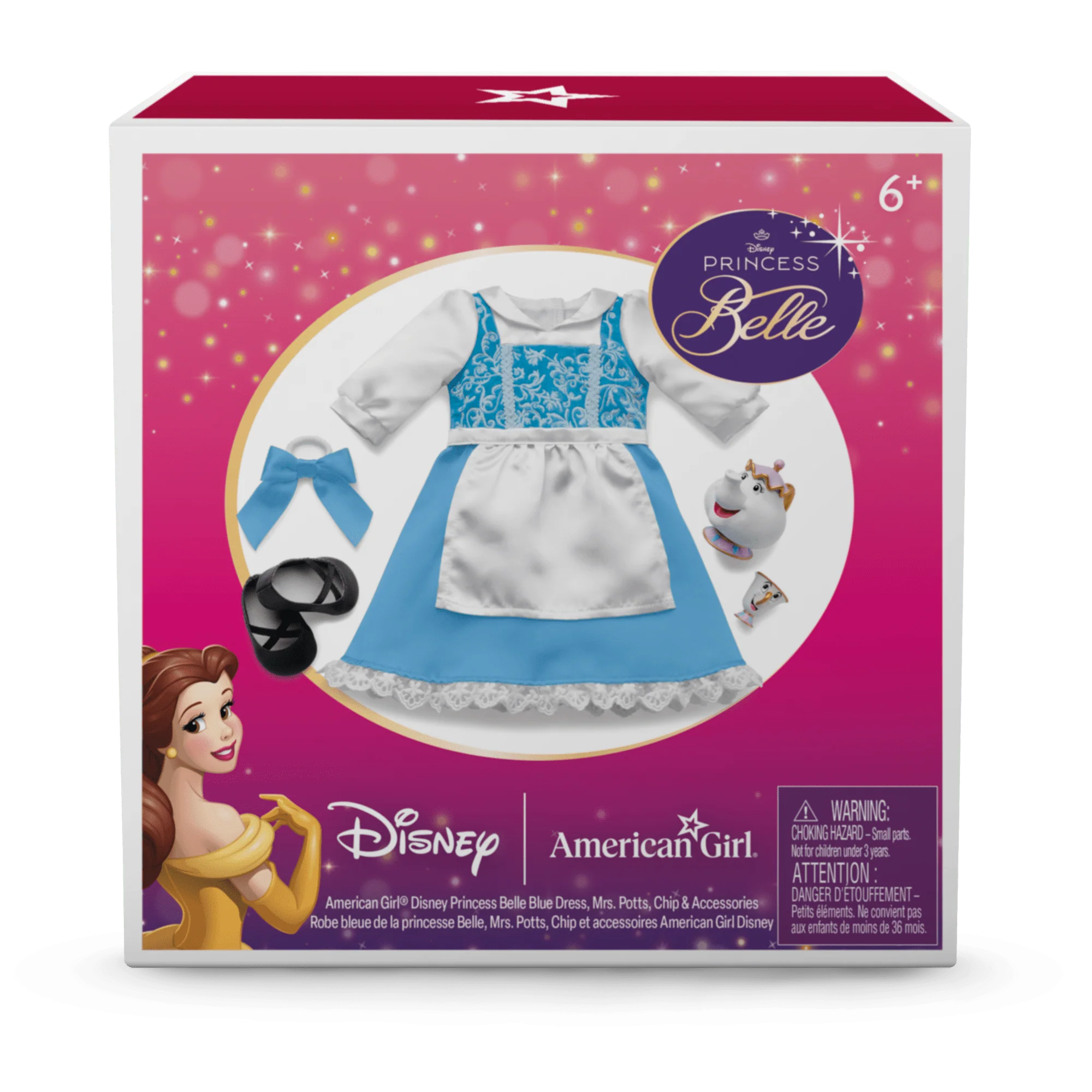 American Girl® Disney Princess Belle Blue Dress, Mrs. Potts, Chip & Accessories for 18-inch Dolls 10 American Girl® Disney Princess Belle Blue Dress, Mrs. Potts, Chip & Accessories for 18-inch Dolls