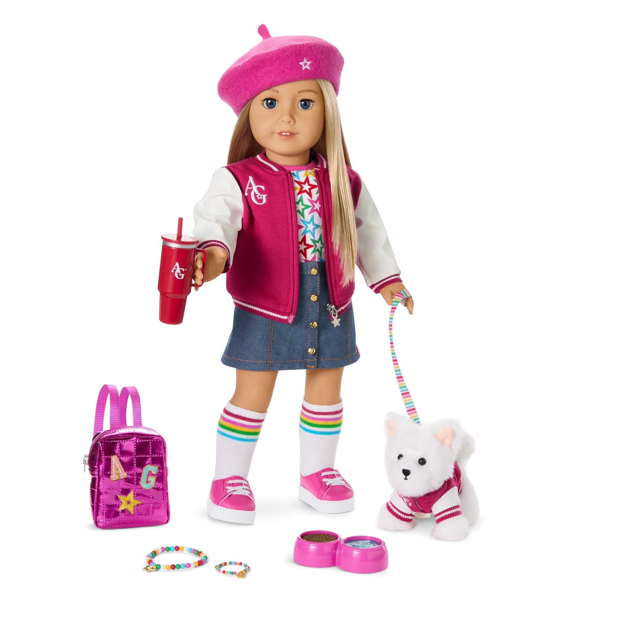 Truly Me™ 18-inch Doll #100, Puppy, Mini Backpack & Accessories AG™ Star Squad Bundle