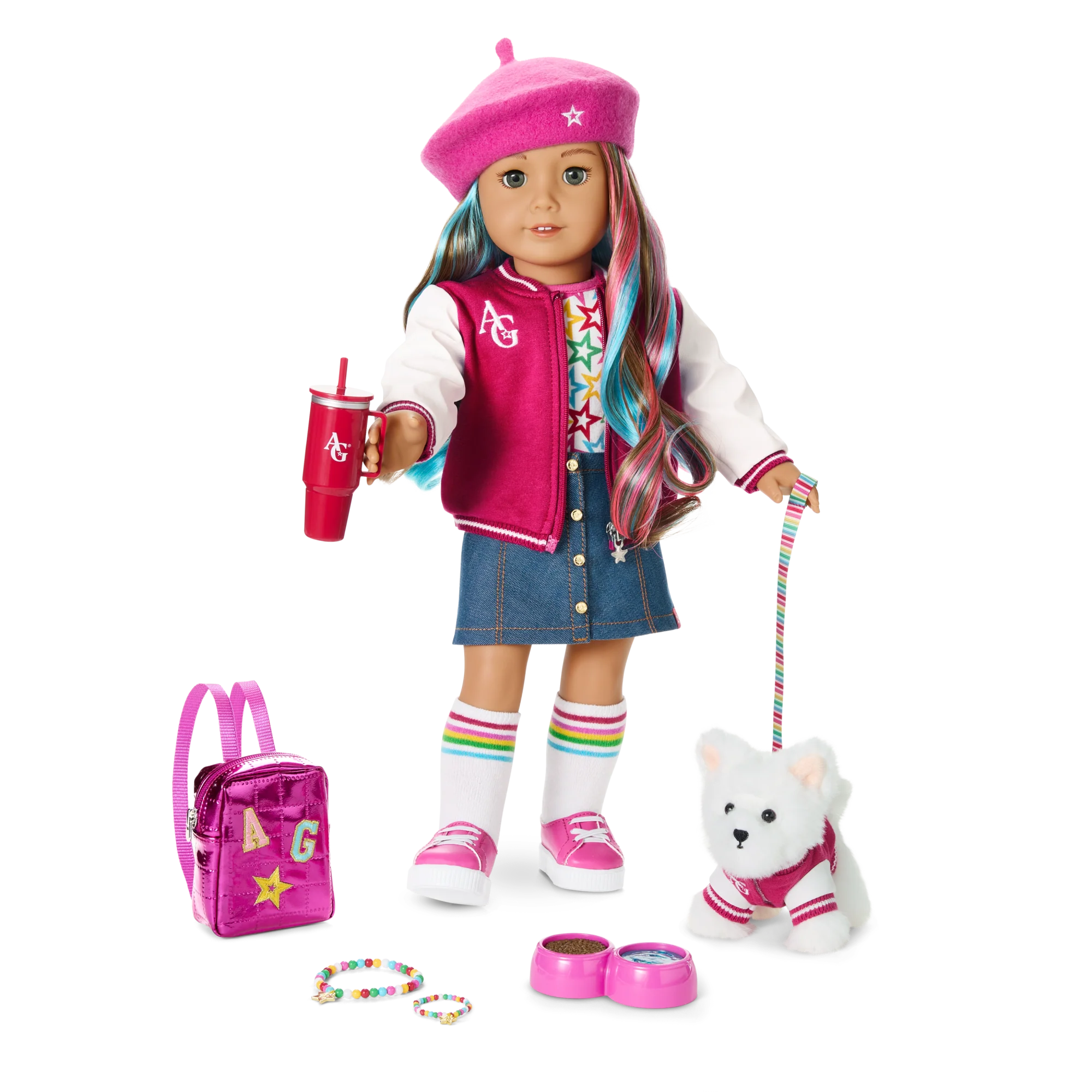 Truly Me™ 18-inch Doll #101, Puppy, Mini Backpack & Accessories AG™ Star Squad Bundle