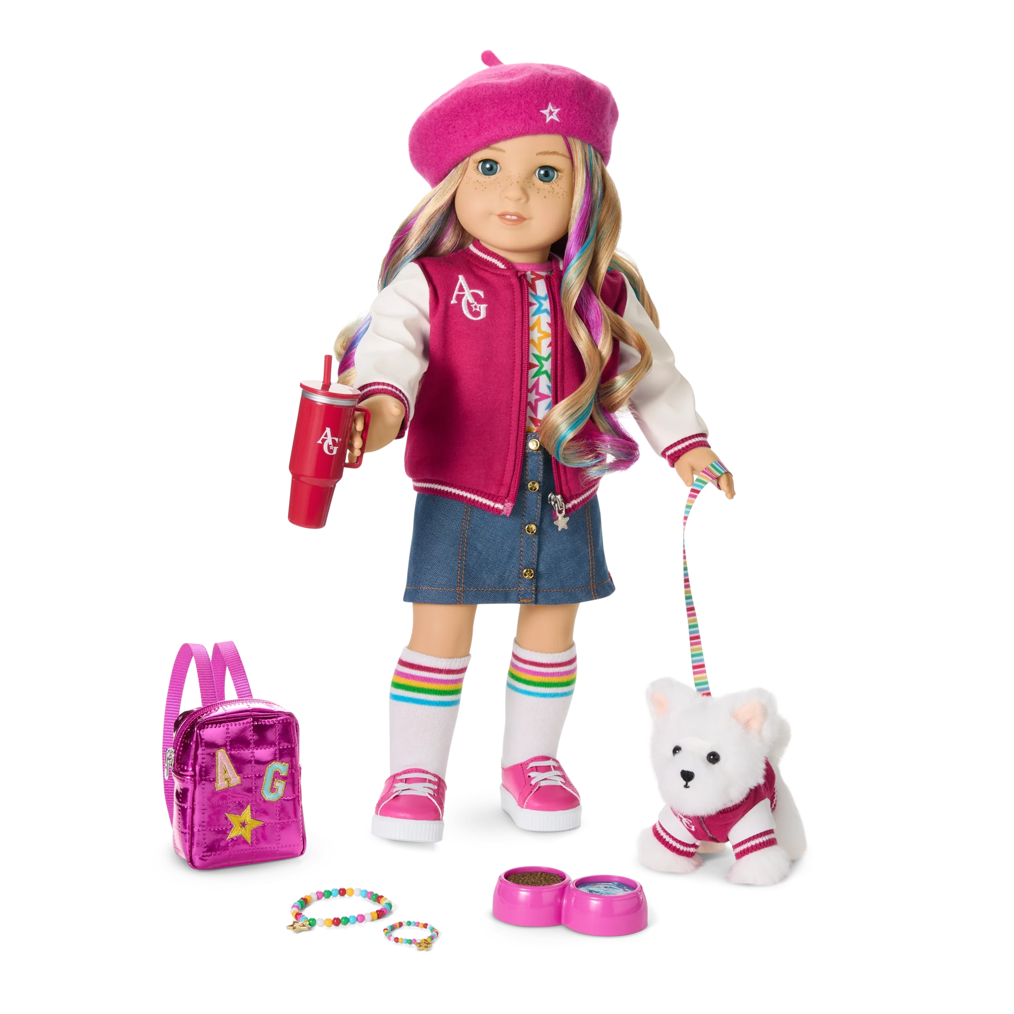 Truly Me™ 18-inch Doll #110, Puppy, Mini Backpack & Accessories AG™ Star Squad Bundle