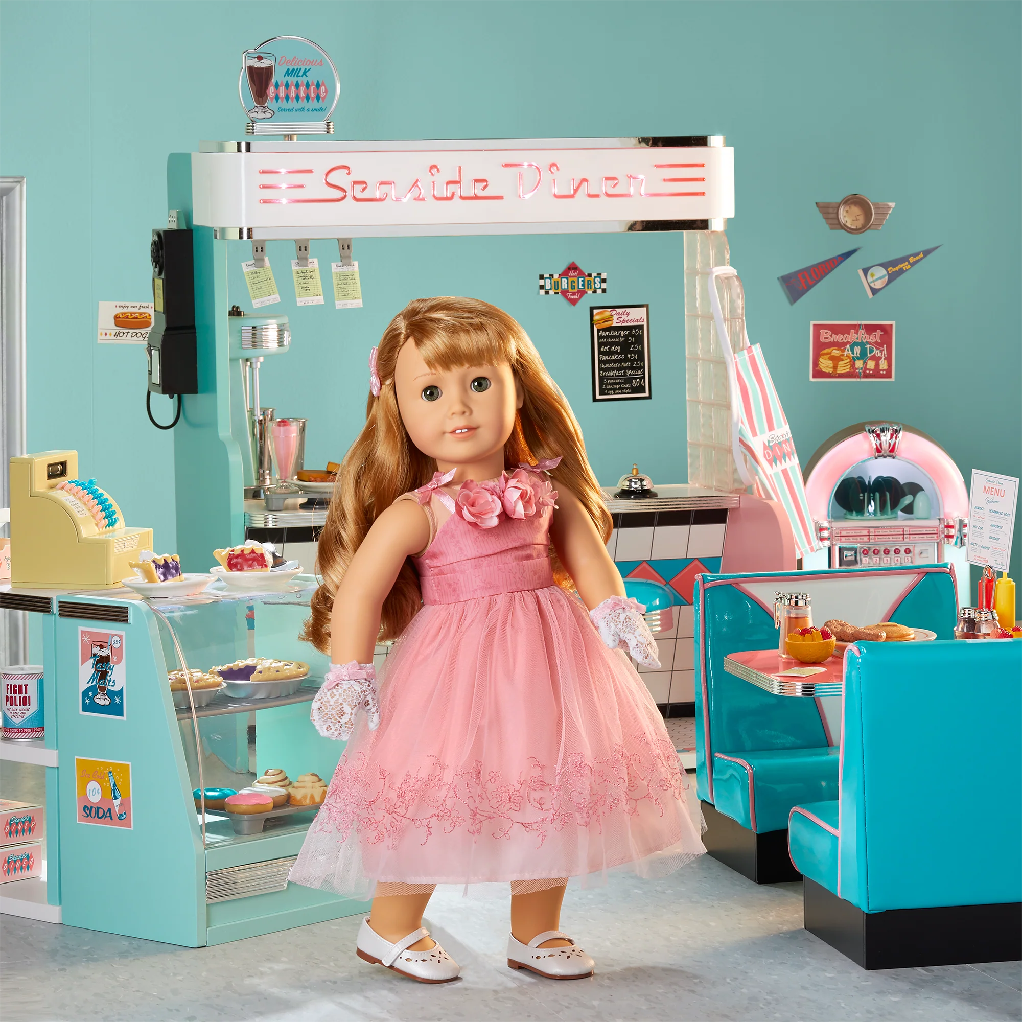 Maryellen’s™ Seaside Diner Bakery Case for 18-inch Dolls (Historical Characters)