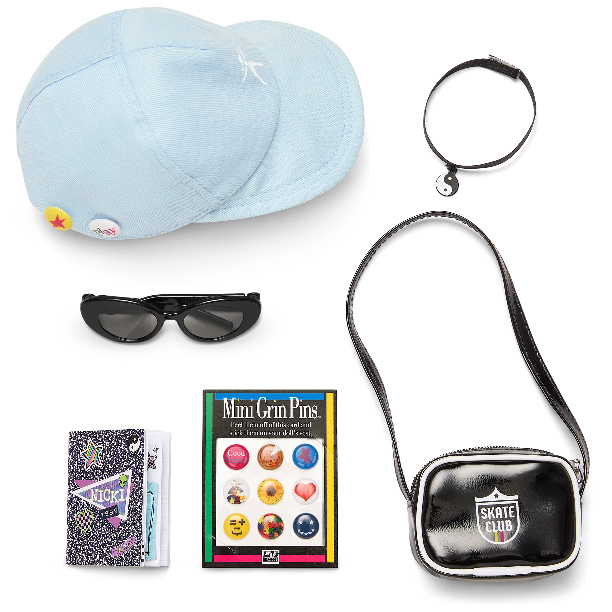 ’90s Twins Nicki’s™ Skateboarding Gift Set (Historical Characters)