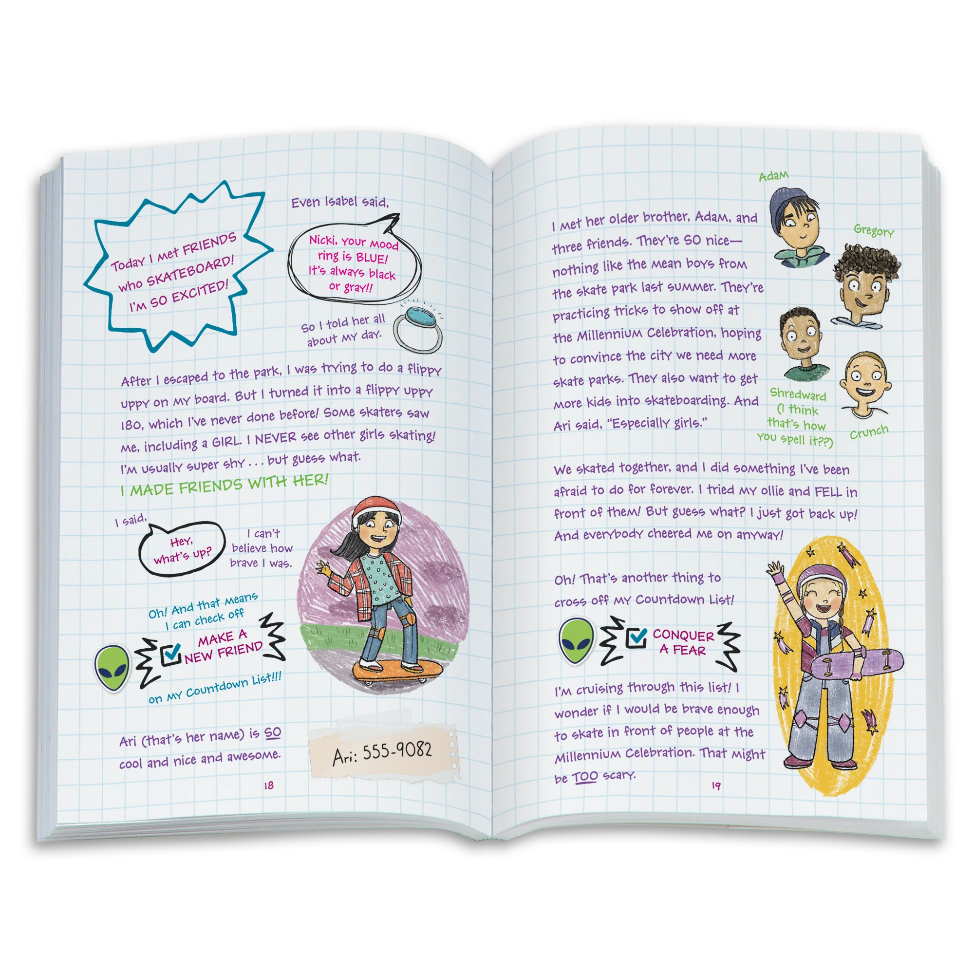 ’90s Twins Nicki’s™ Skateboarding Gift Set (Historical Characters)