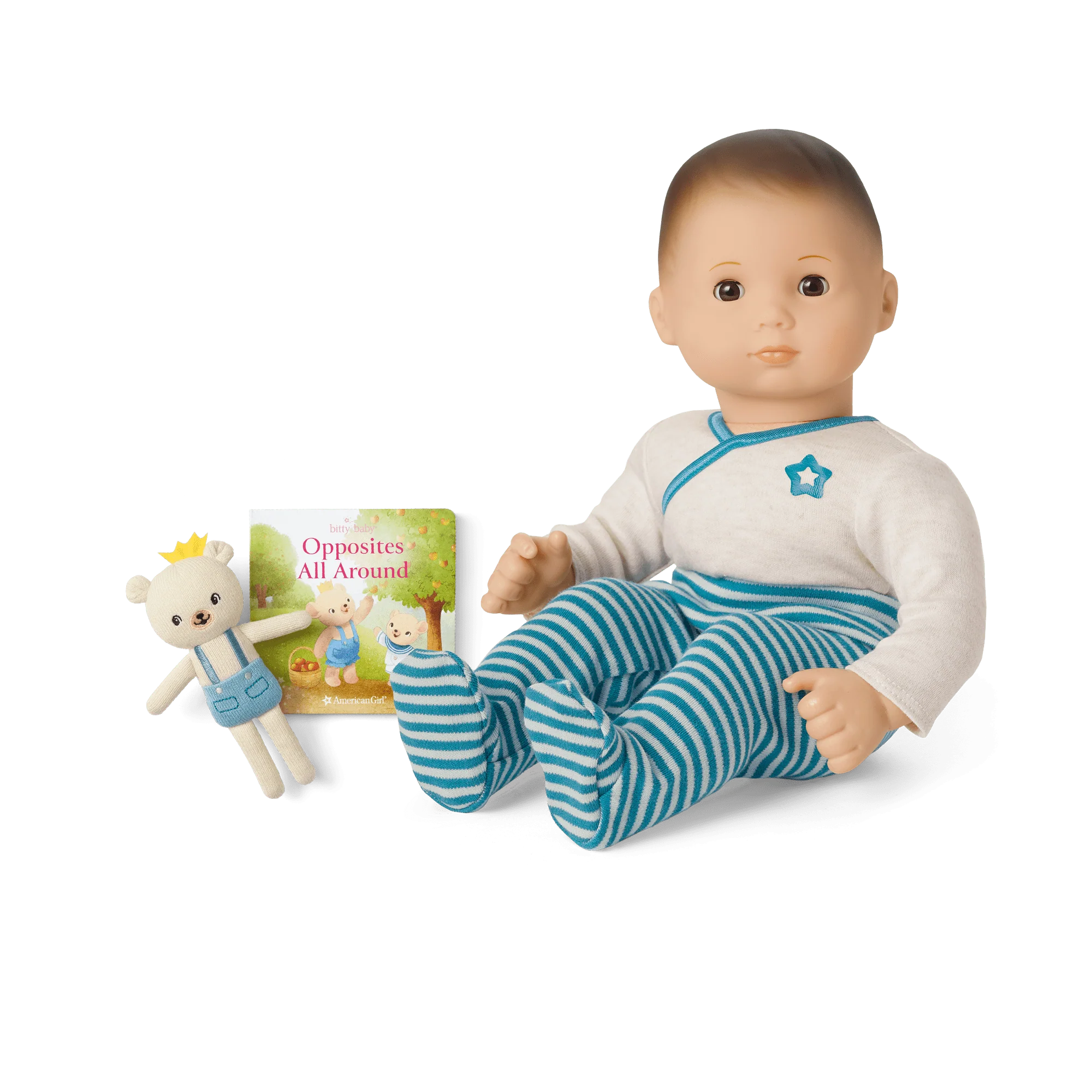 Bitty Baby® Doll #2 in Soft Blue + Bear Friend & Board Book
