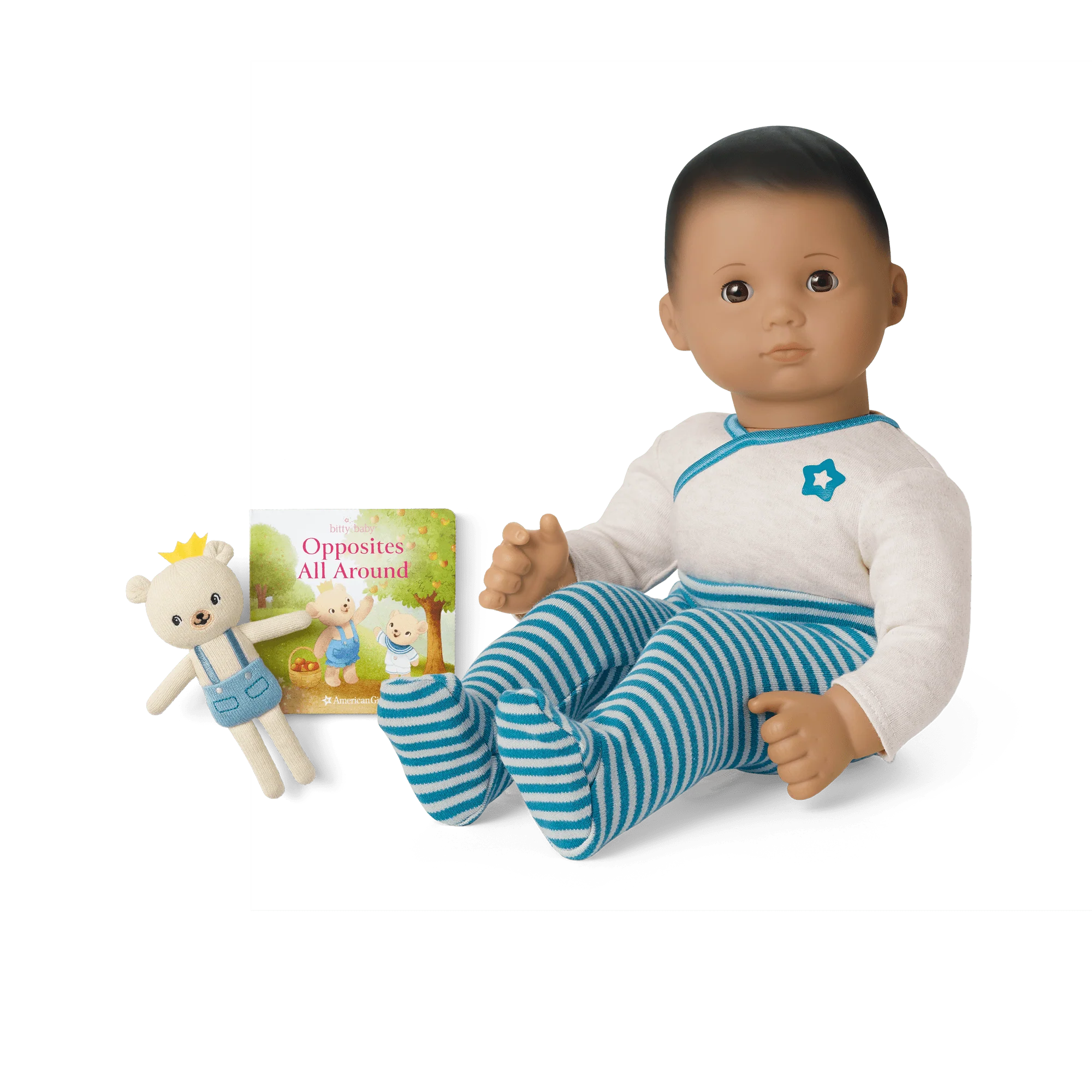 Bitty Baby® Doll #5 in Soft Blue + Bear Friend & Board Book