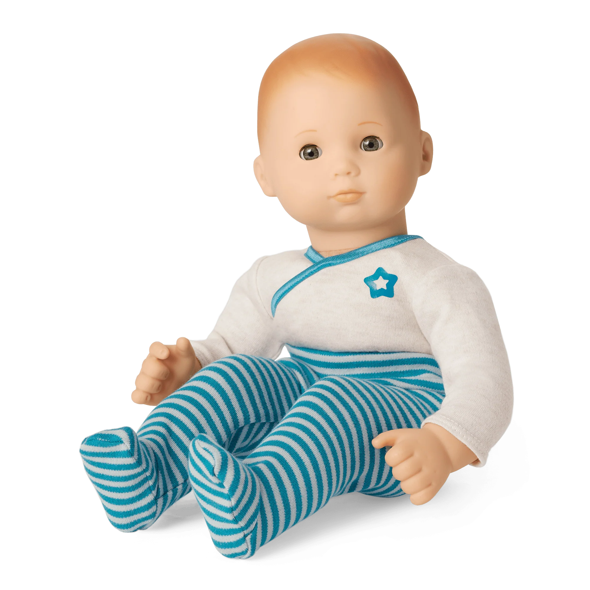 Bitty Baby® Doll #6 with red hair in Soft Blue