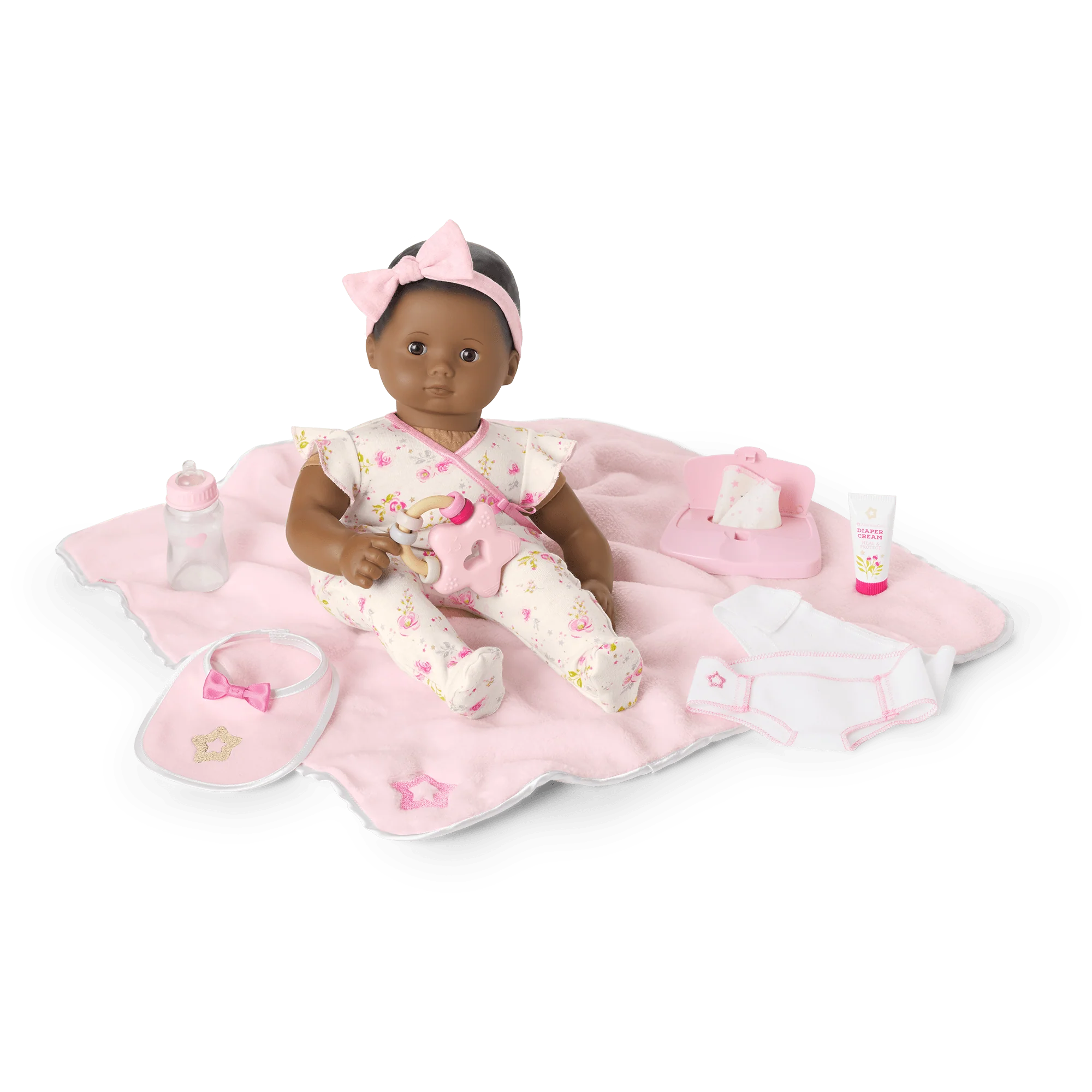 Bitty Baby® Doll #1 with black hair Care & Play Set