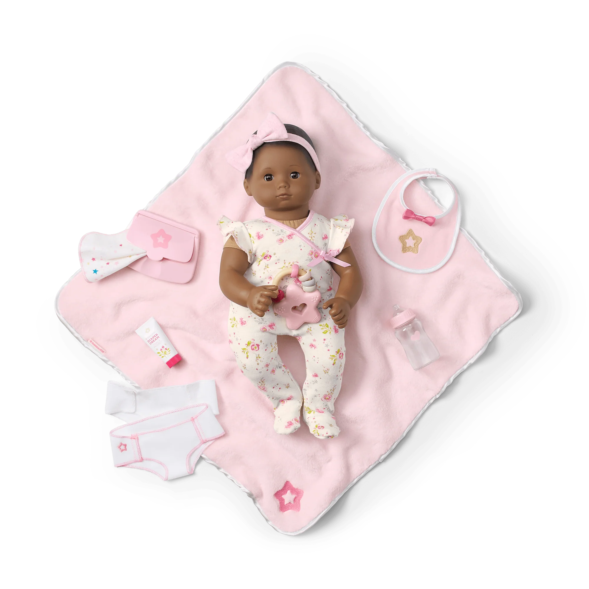 Bitty Baby® Doll #1 with black hair Care & Play Set