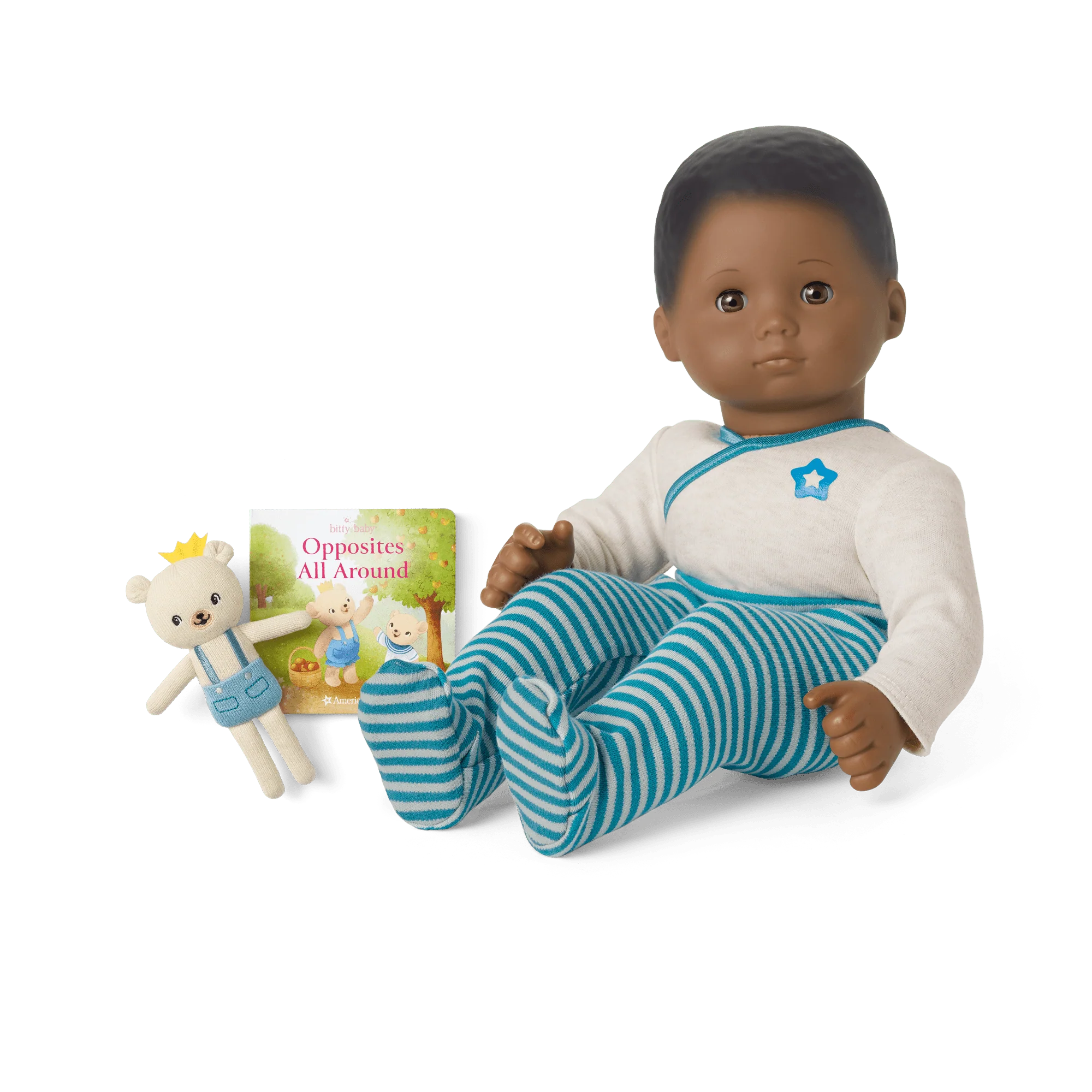 Bitty Baby® Doll #1 in Soft Blue + Bear Friend & Board Book