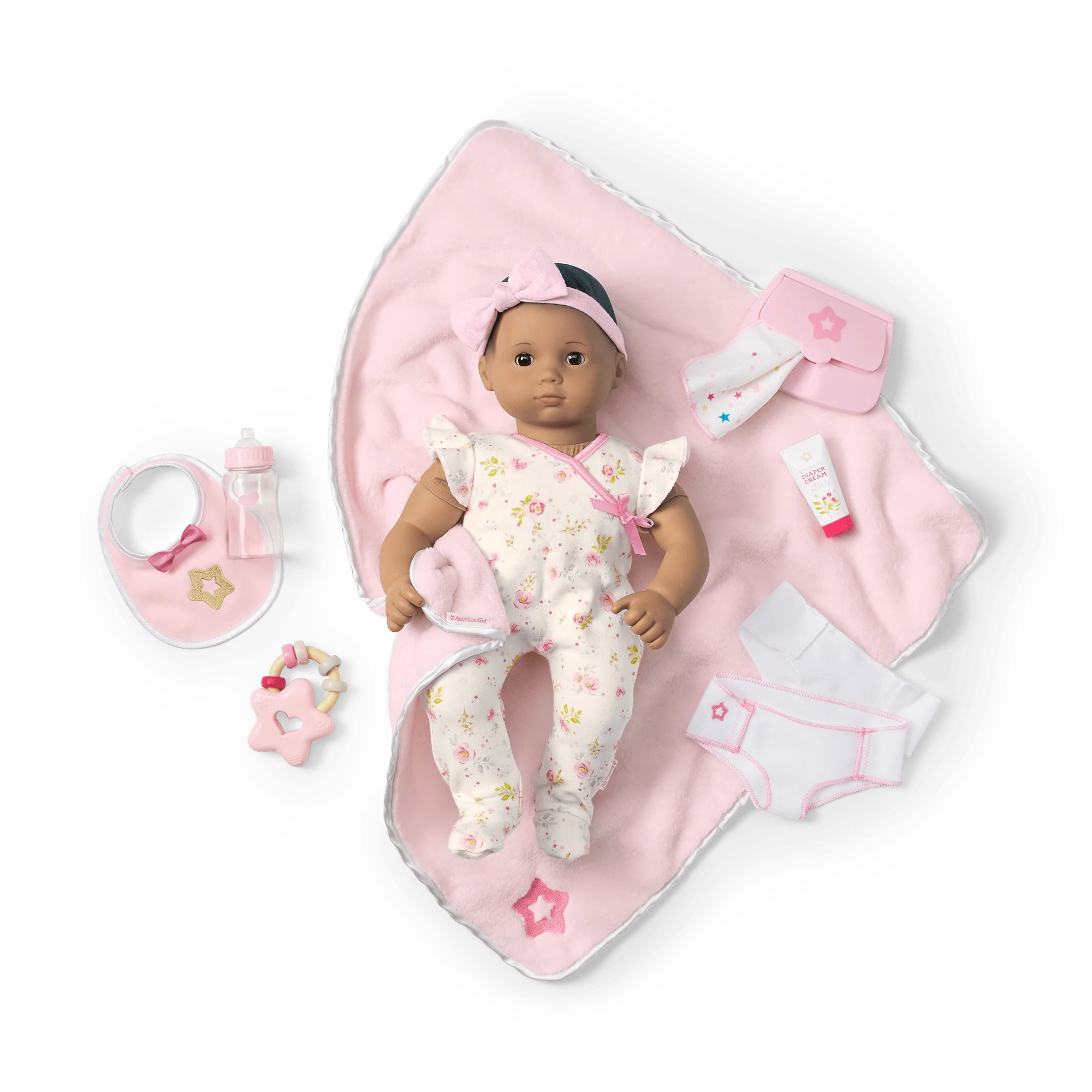 Bitty Baby® Doll #5 with brown hair Care & Play Set