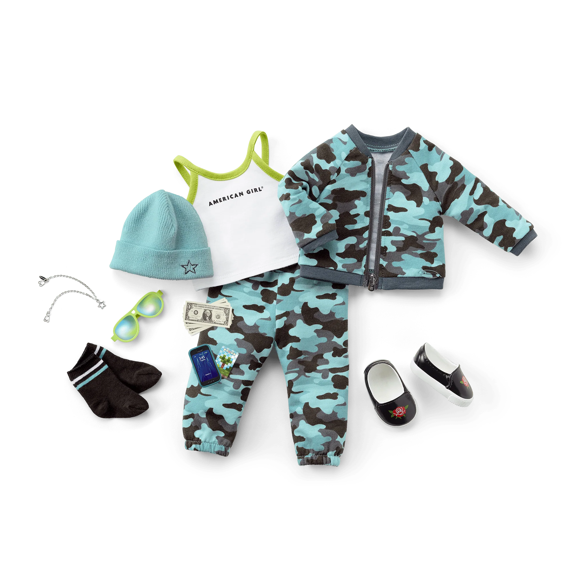 Truly Me™ Doll #89 in Cool Camo + Chic & Stylish Accessories