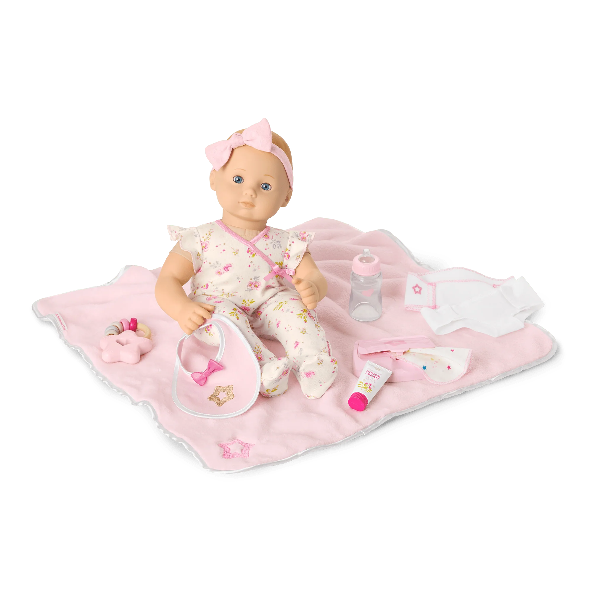 Bitty Baby® Doll #3 with blonde hair Care & Play Set