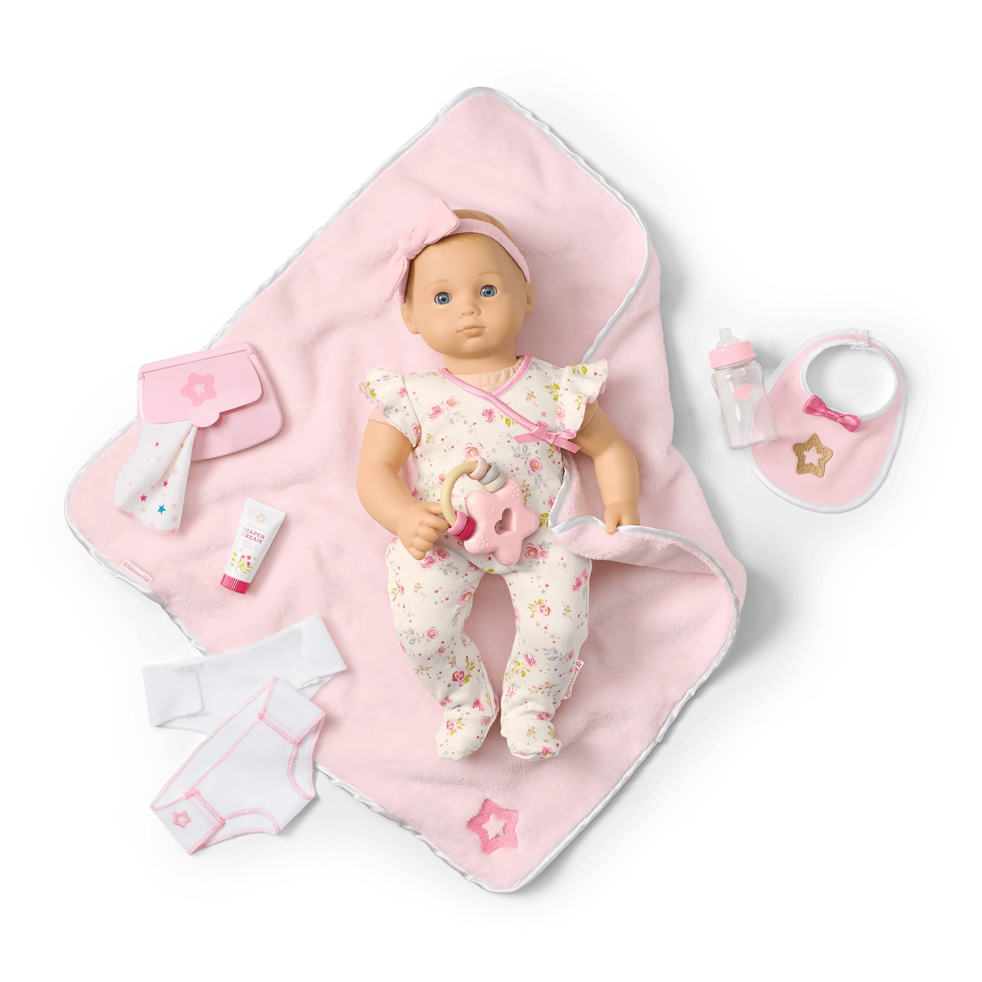 Bitty Baby® Doll #3 with blonde hair Care & Play Set