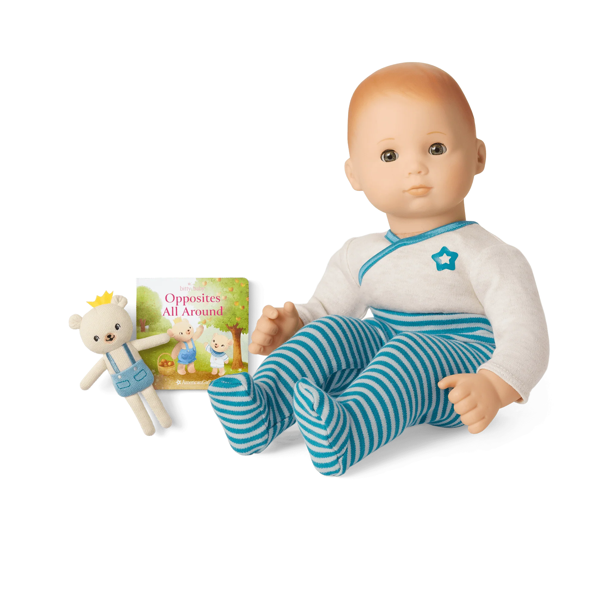 Bitty Baby® Doll #6 in Soft Blue + Bear Friend & Board Book