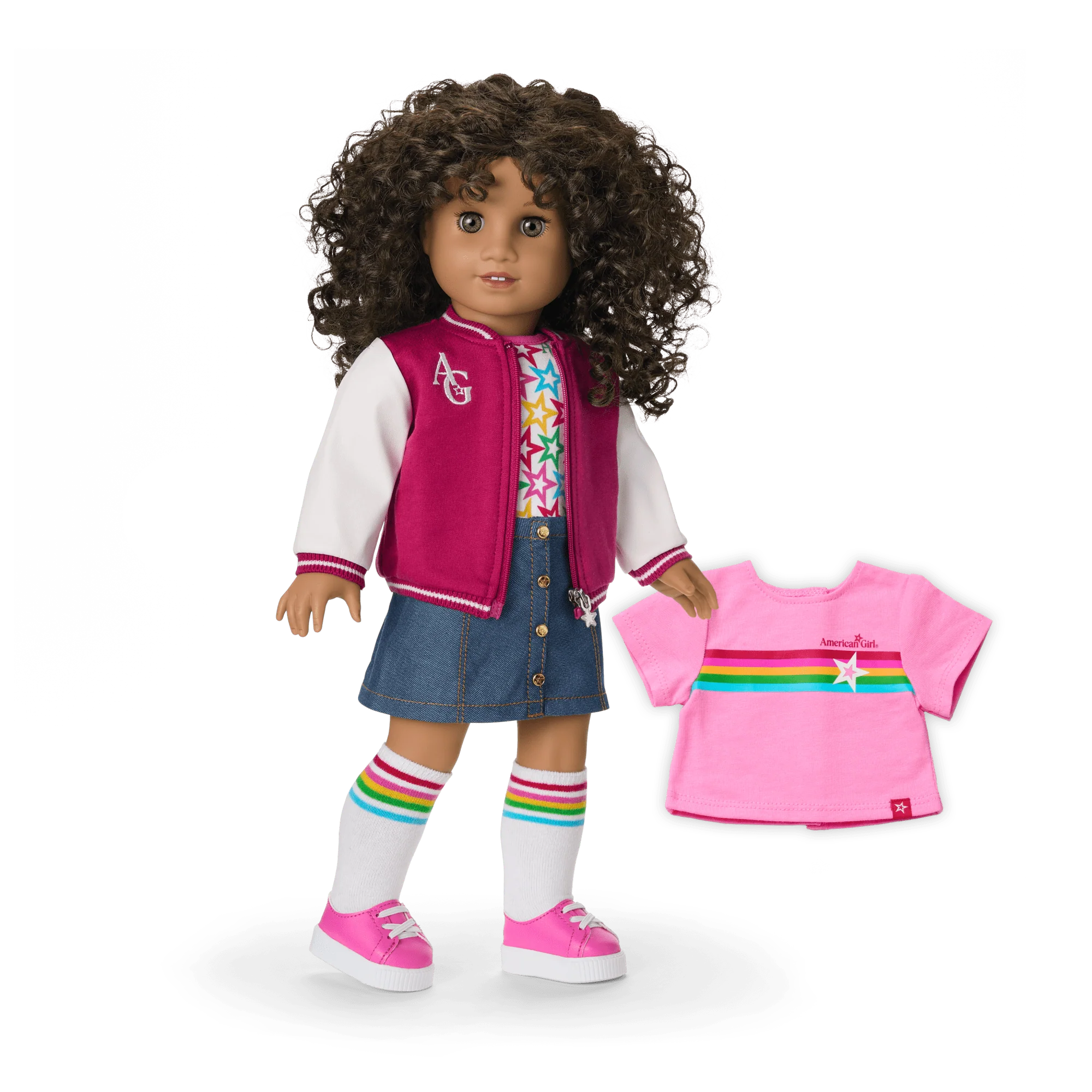 Truly Me™ 18-inch Doll #132 with curly dark-brown hair