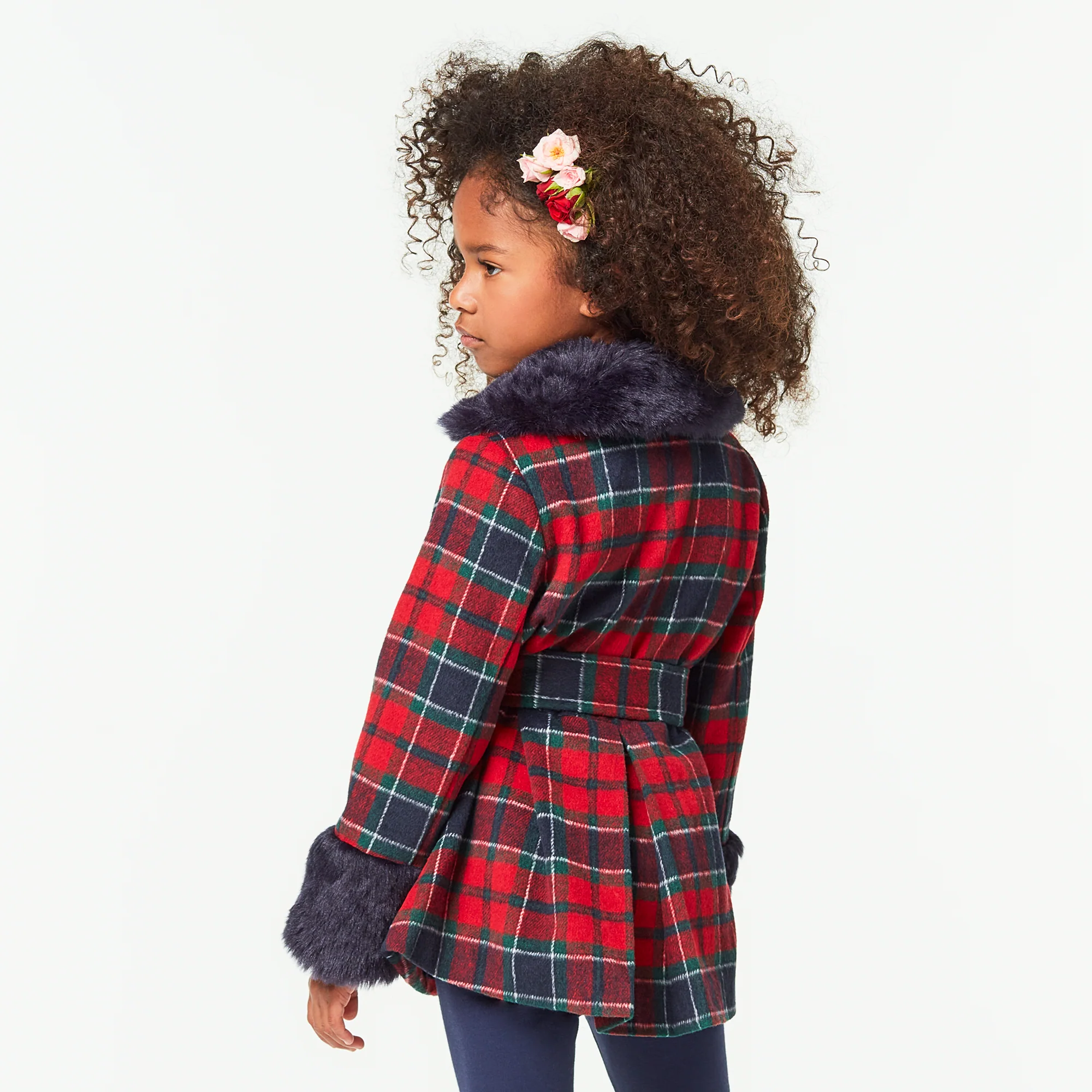 American Girl® x Janie and Jack Fur-Trim Plaid Coat for Girls