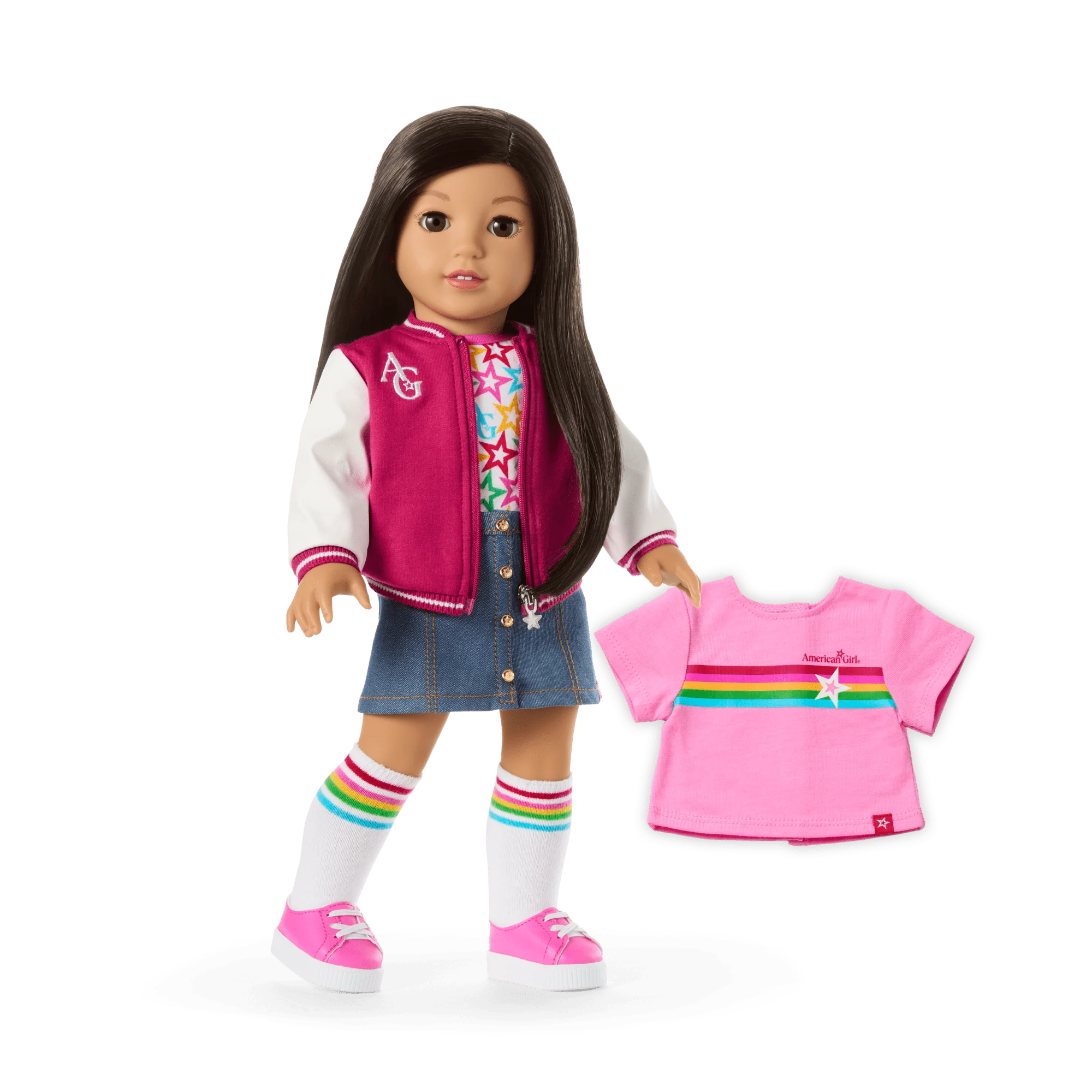 Truly Me™ 18-inch Doll #124 with straight black-brown hair