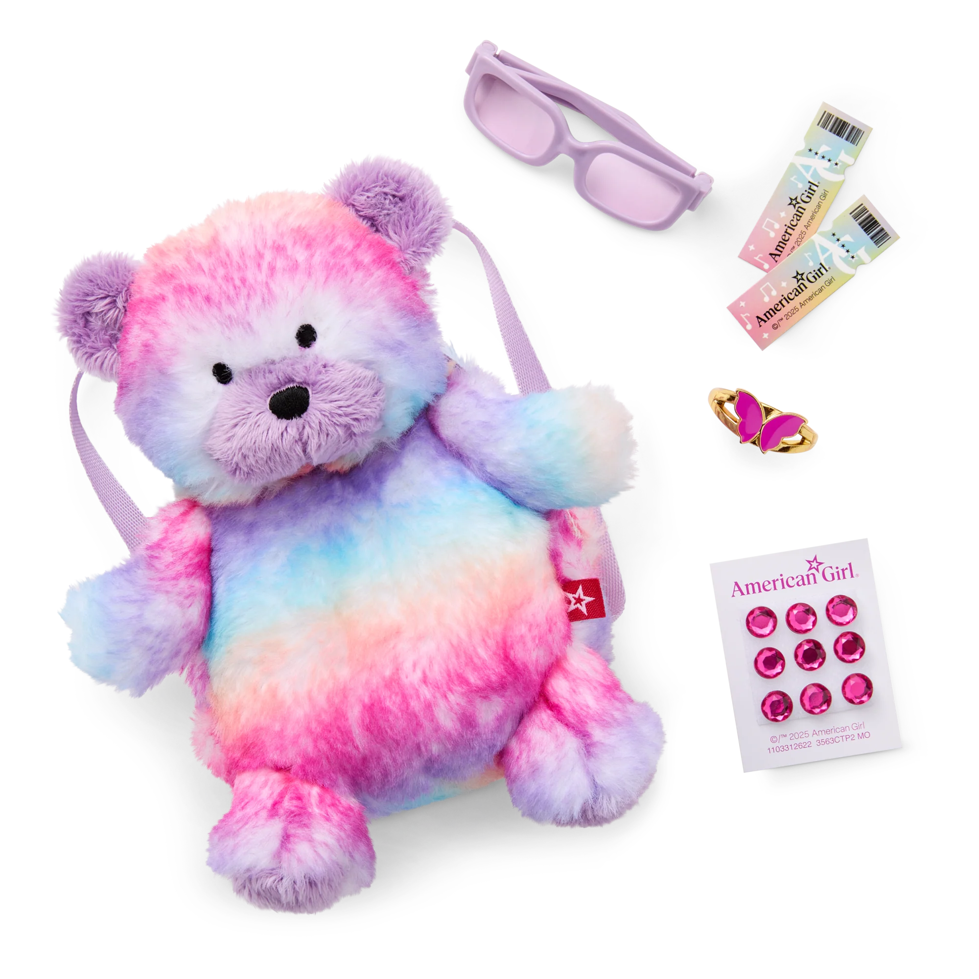 Colorful Teddy Bear Backpack & Accessory Set for 18-inch Dolls 6 Colorful Teddy Bear Backpack & Accessory Set for 18-inch Dolls