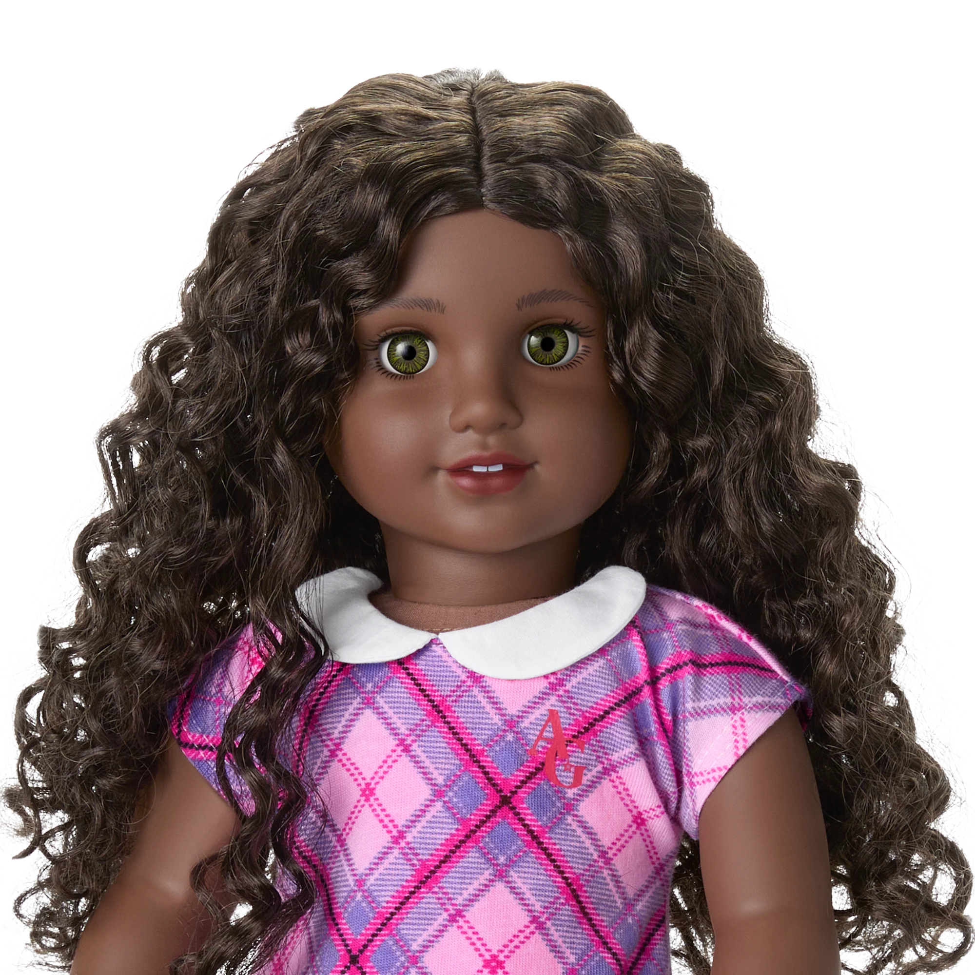 Truly Me™ 18-inch Doll #127 with curly dark-brown hair