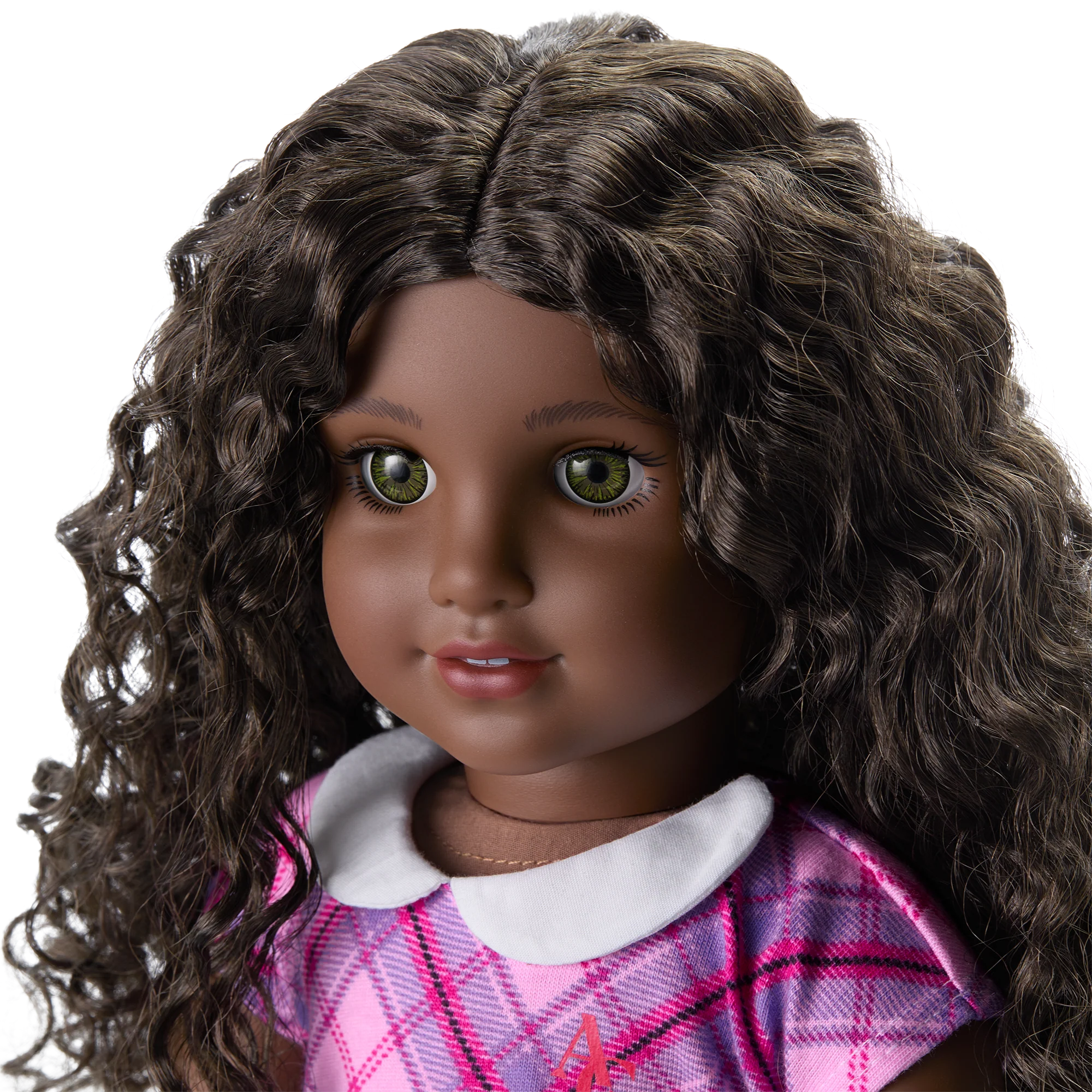 Truly Me™ 18-inch Doll #127 with curly dark-brown hair