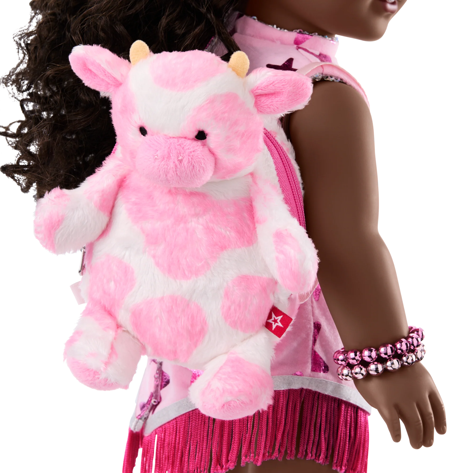 Pink Spotted Cow Backpack & Accessory Set for 18-inch Dolls