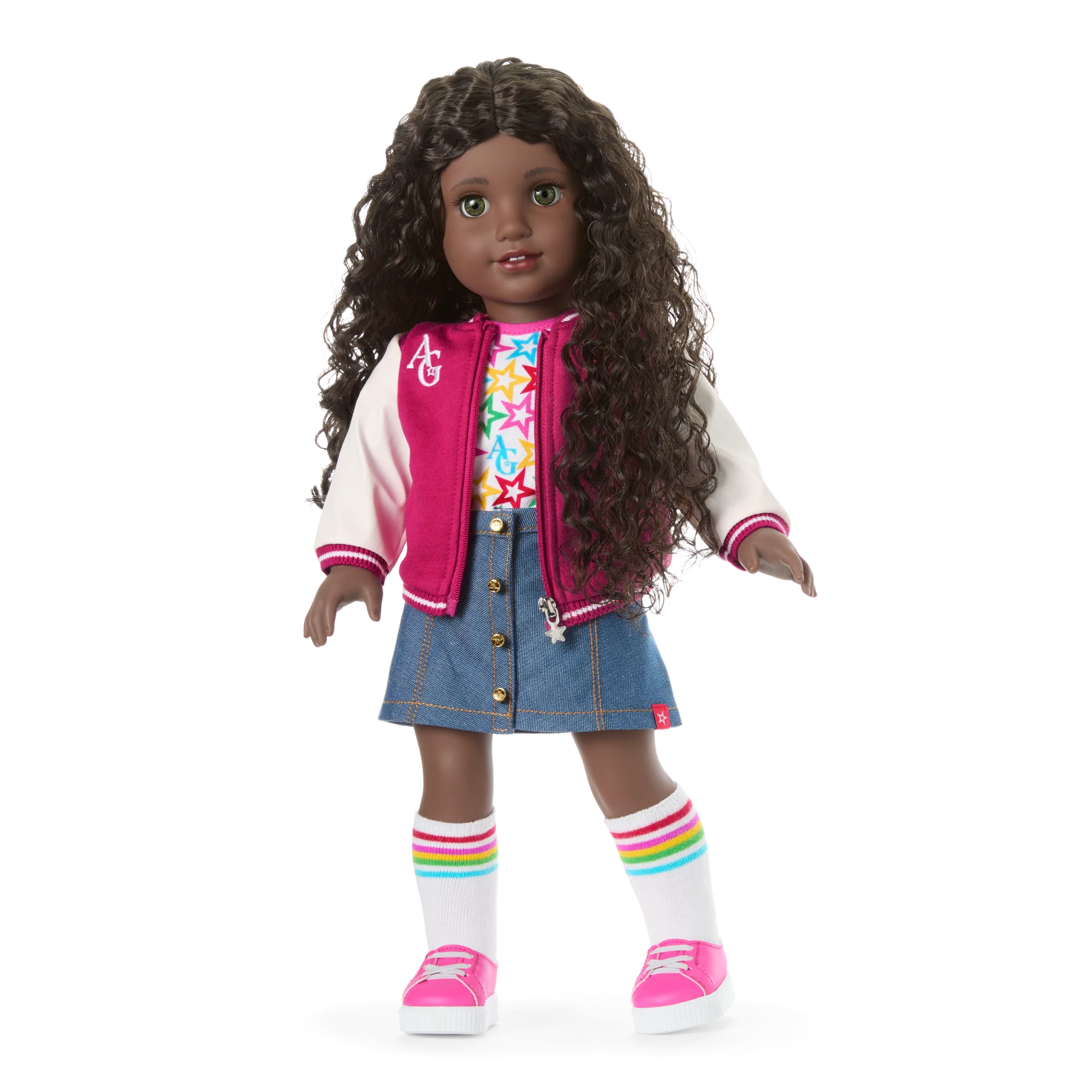 Truly Me™ 18-inch Doll #127 with curly dark-brown hair