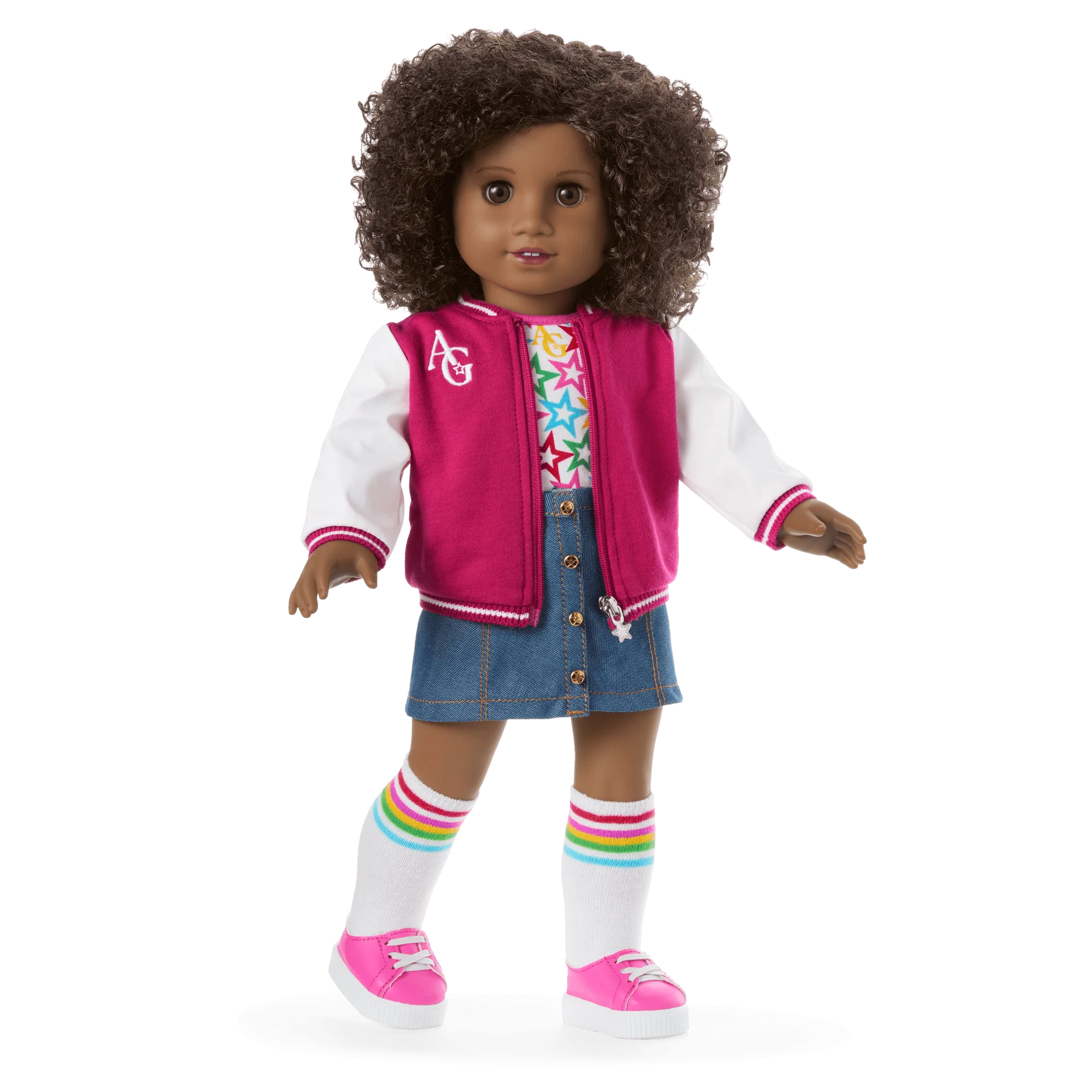 Truly Me™ 18-inch Doll #112 with curly dark-brown hair