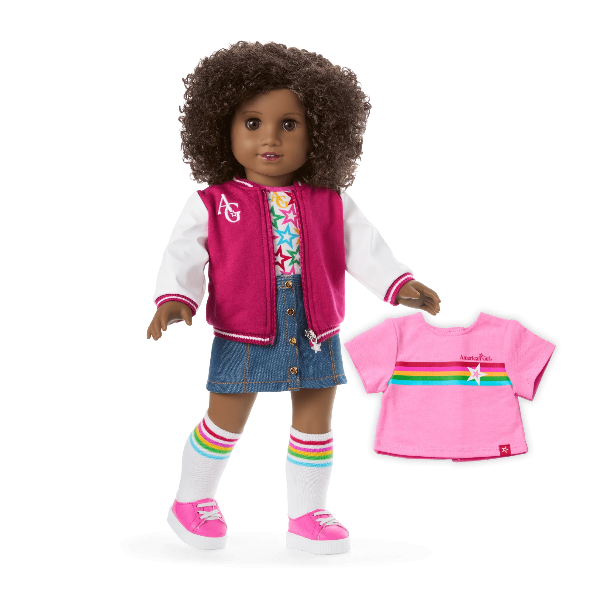 Truly Me™ 18-inch Doll #112 with curly dark-brown hair