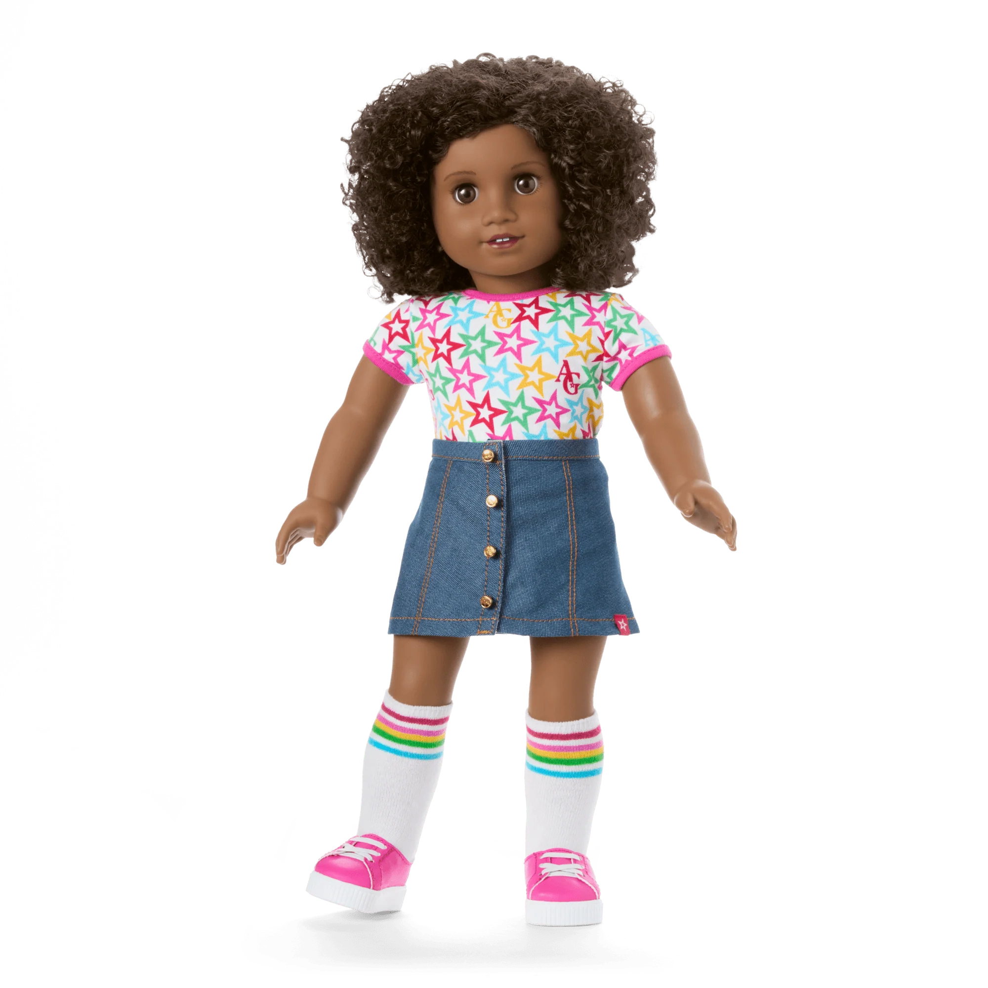 Truly Me™ 18-inch Doll #112 with curly dark-brown hair