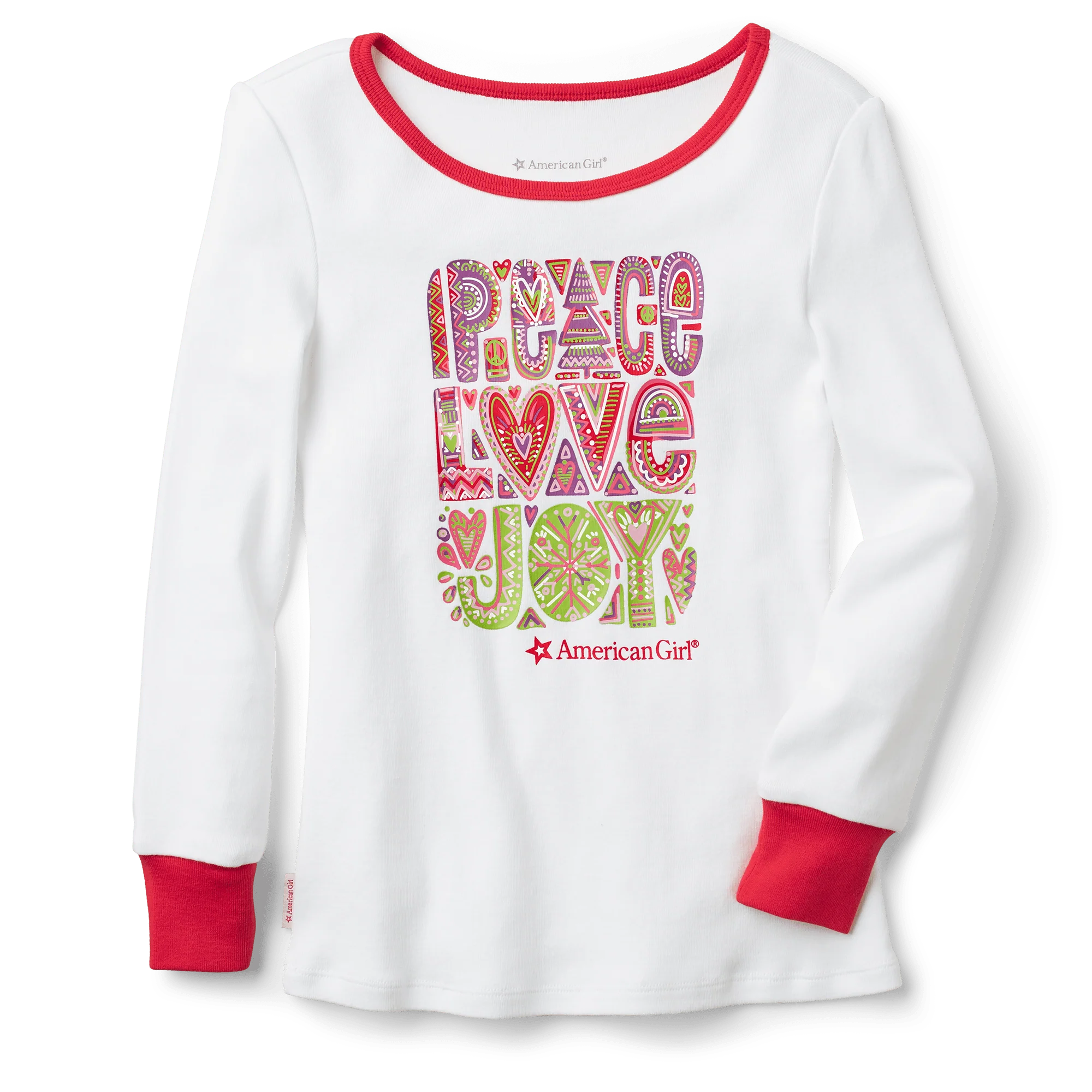 Peace, Love & Joy PJ Top for Girls