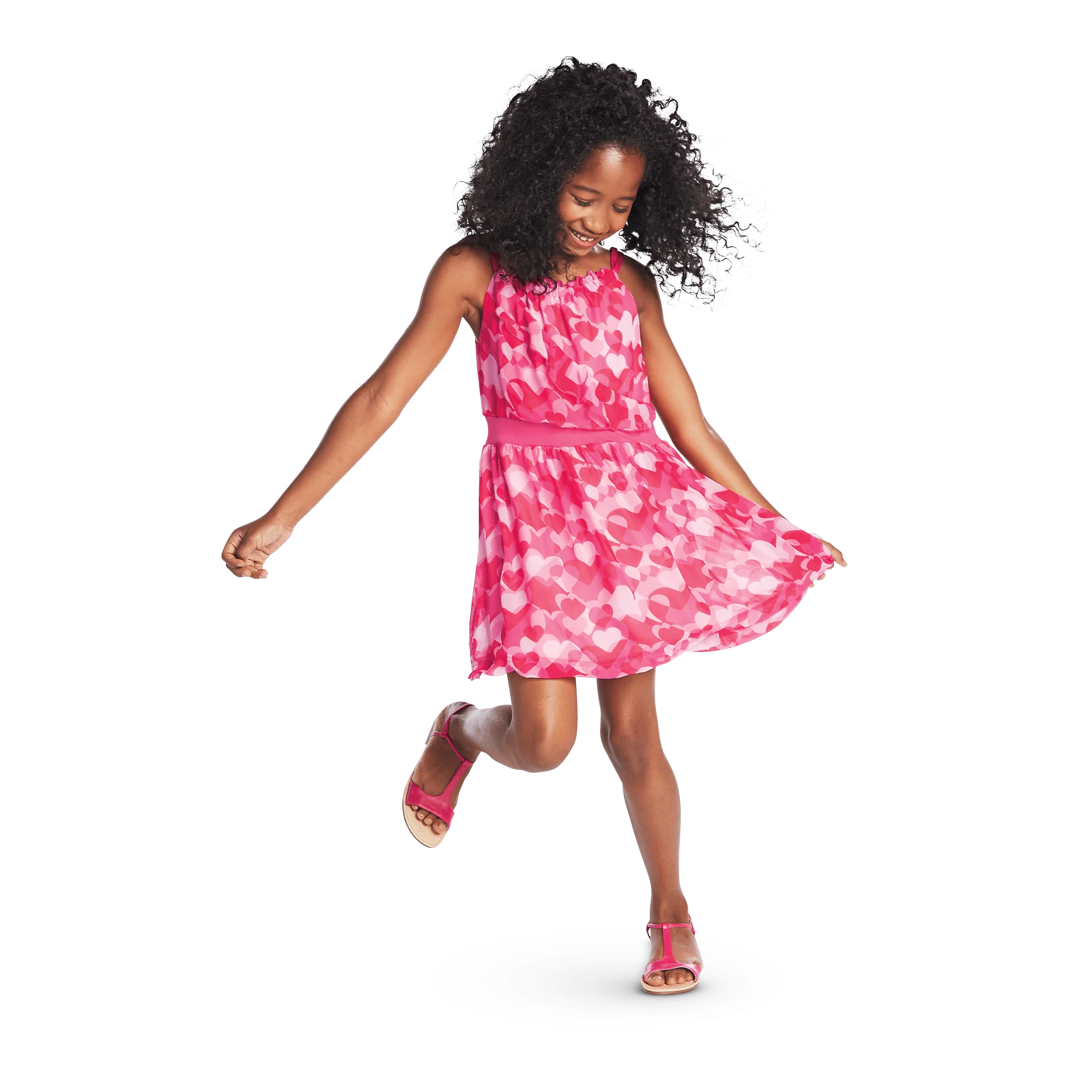 Red Hearts Ruffle Dress for Girls