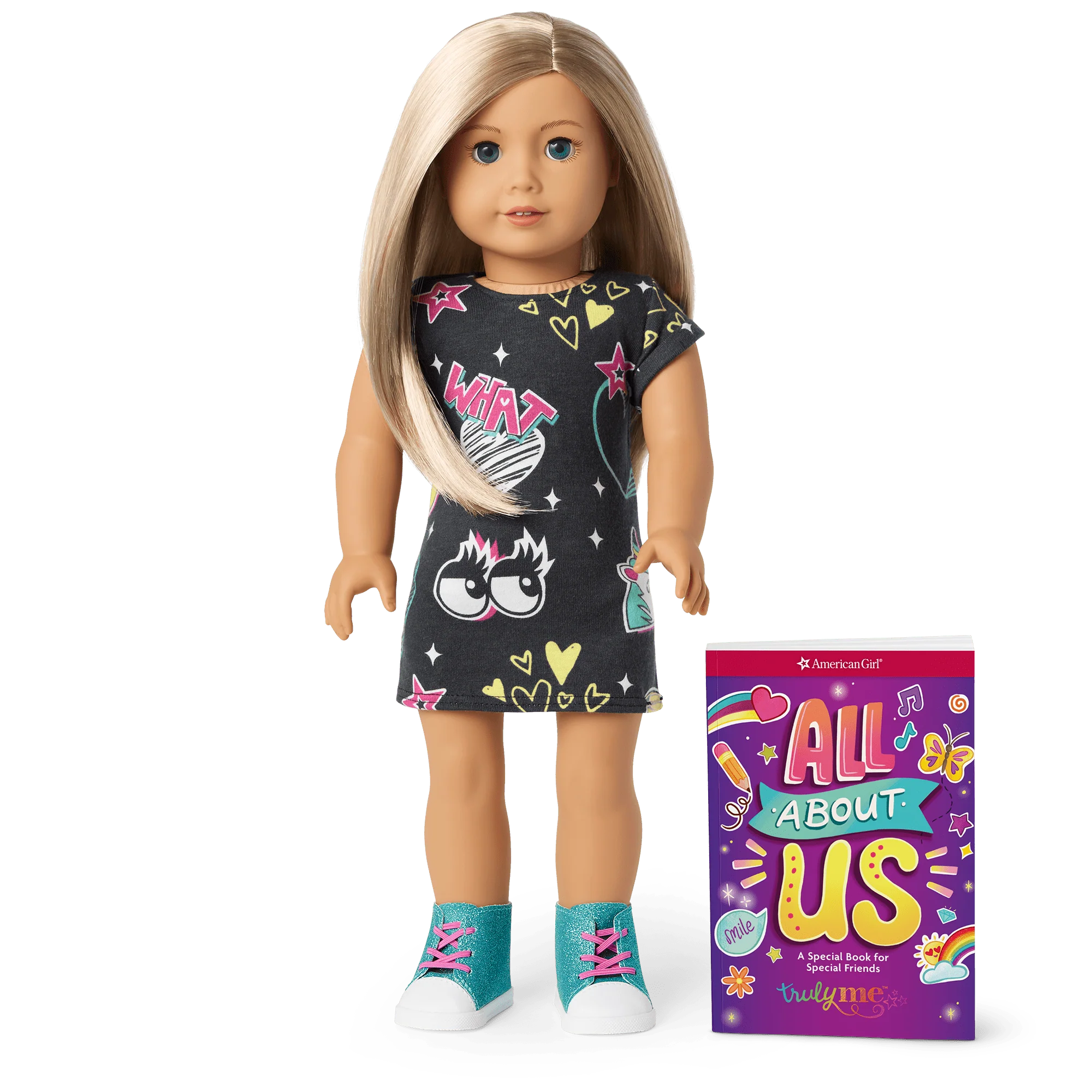 Truly Me™ 18-inch Doll #100 with layered straight blonde hair