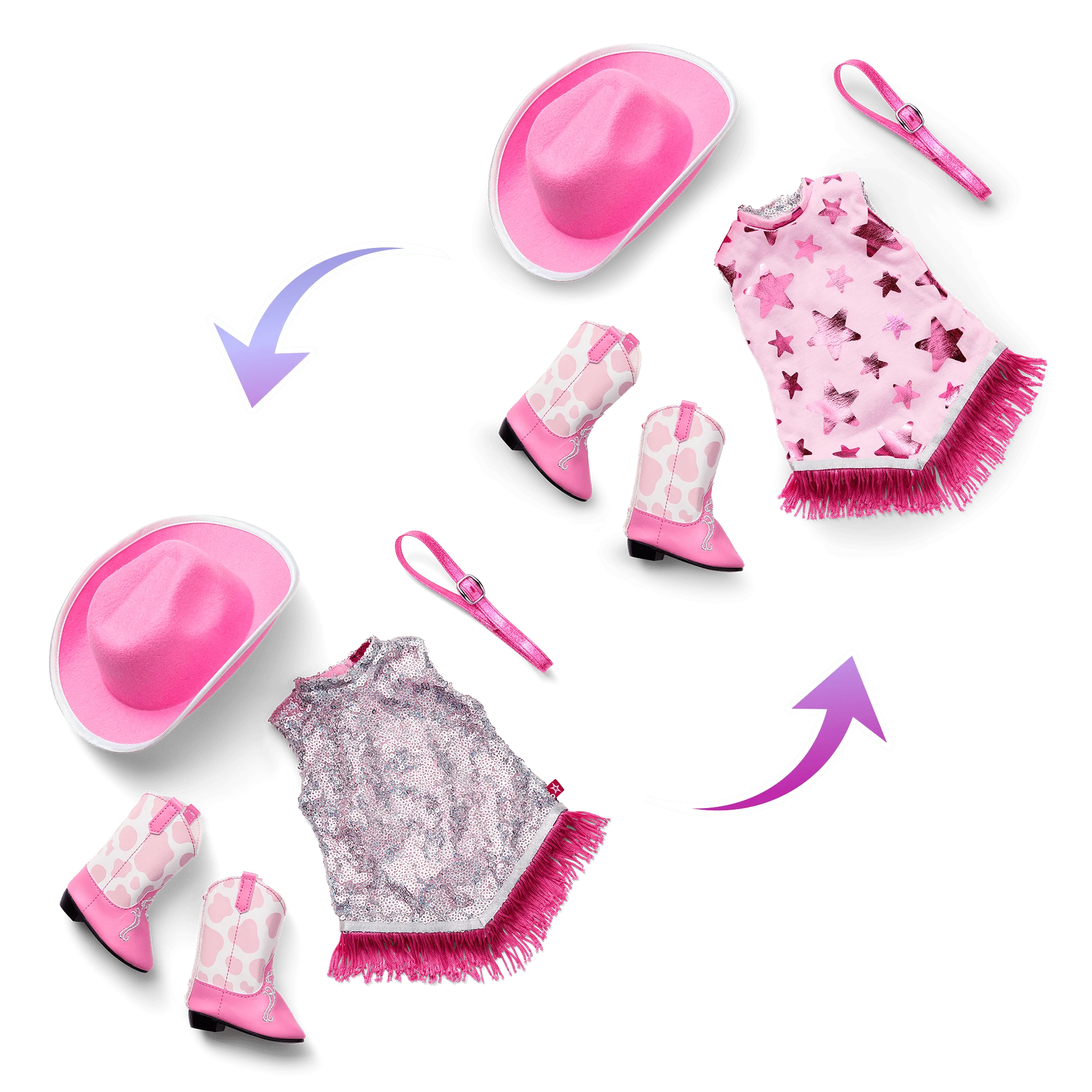 Glam Pink Cowgirl Outfit for 18-inch Dolls